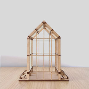 Maqueta invernadero de madera, imagen frontal