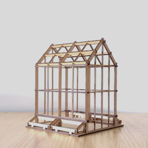 Maqueta invernadero de madera, imagen en perspectiva