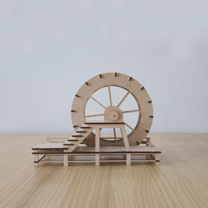 Maqueta molino de agua de madera, imagen frontal