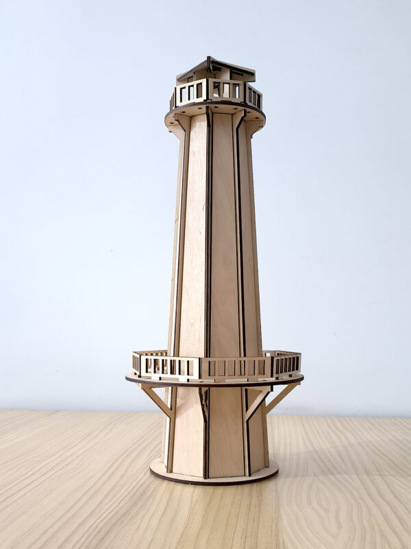 Maqueta faro de madera, imagen en perspectiva