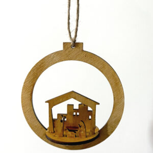 bola de Navidad de madera portal de belén