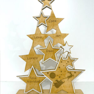árbol de Navidad personalizado con estrellas de madera