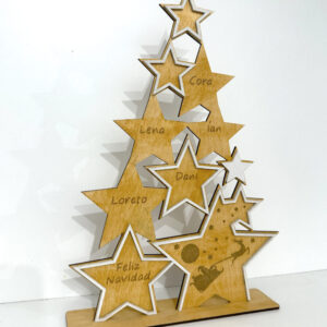 árbol de Navidad personalizado con estrellas de madera