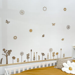 Decoracion pared flores de madera